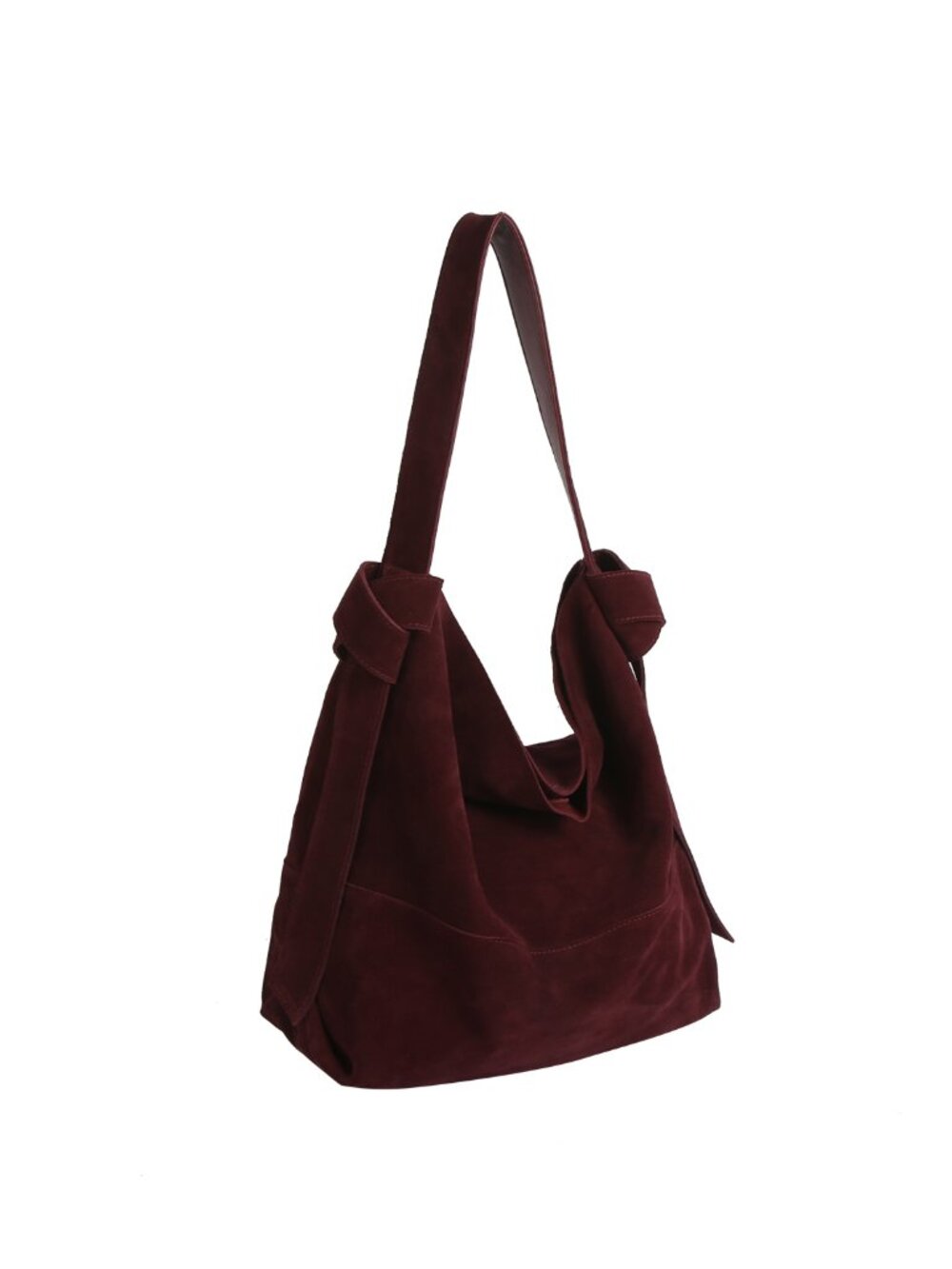 NWT Elegant Genuine Suede Hobo Tote 2-in-1 Bag with Patterned Pouch Boho Min